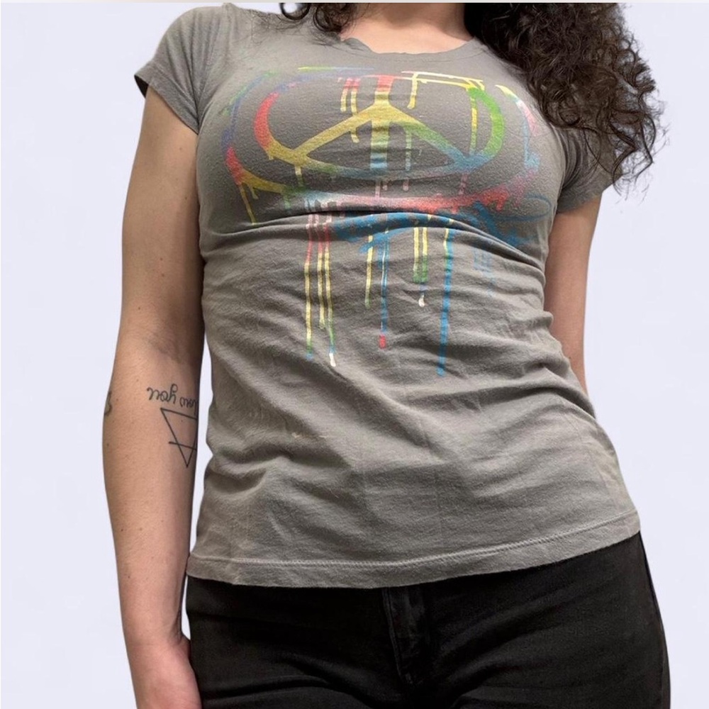 Element Rainbow Drip Peace Sign Graphic Tee - Women's Medium